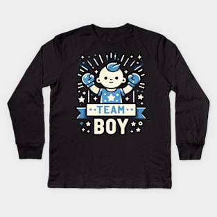 Team Boy Baby Announcement Gender Reveal Family Party Boxing Kids Long Sleeve T-Shirt